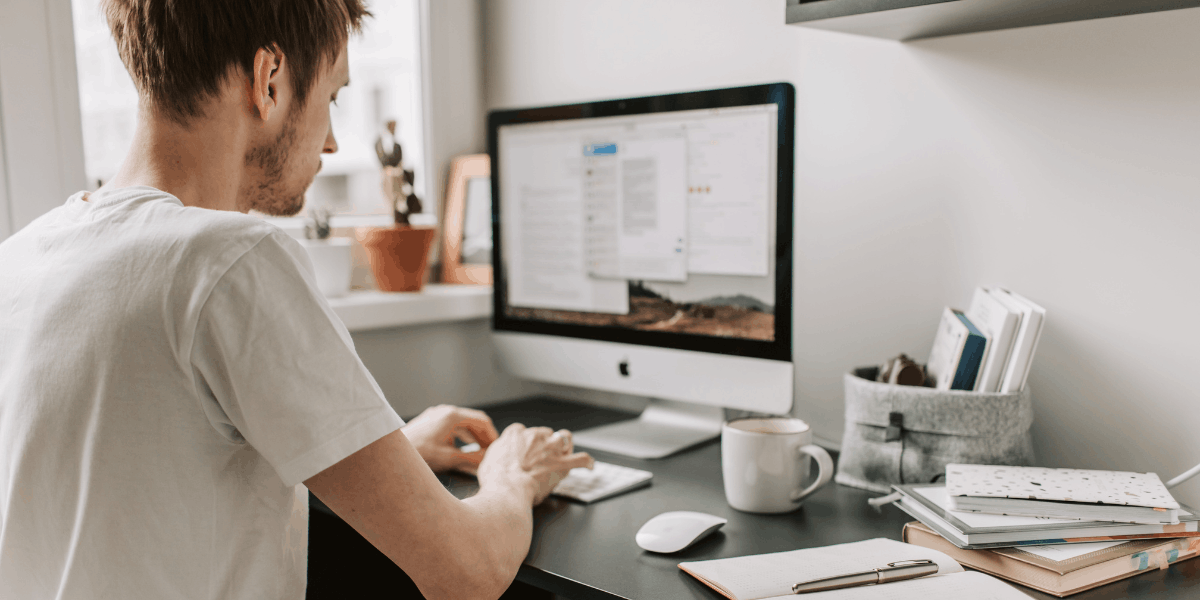 content writer working on computer