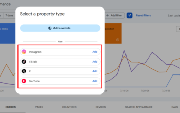 Select a property type — Instagram, TikTok, X and YouTube are the four supported platforms so far.