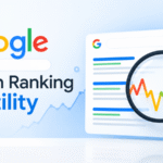Google search ranking volatility chart showing fluctuating search positions and ranking changes