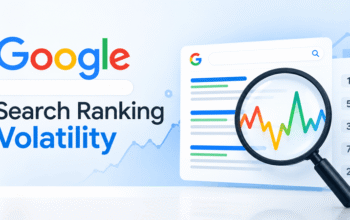 Google search ranking volatility chart showing fluctuating search positions and ranking changes